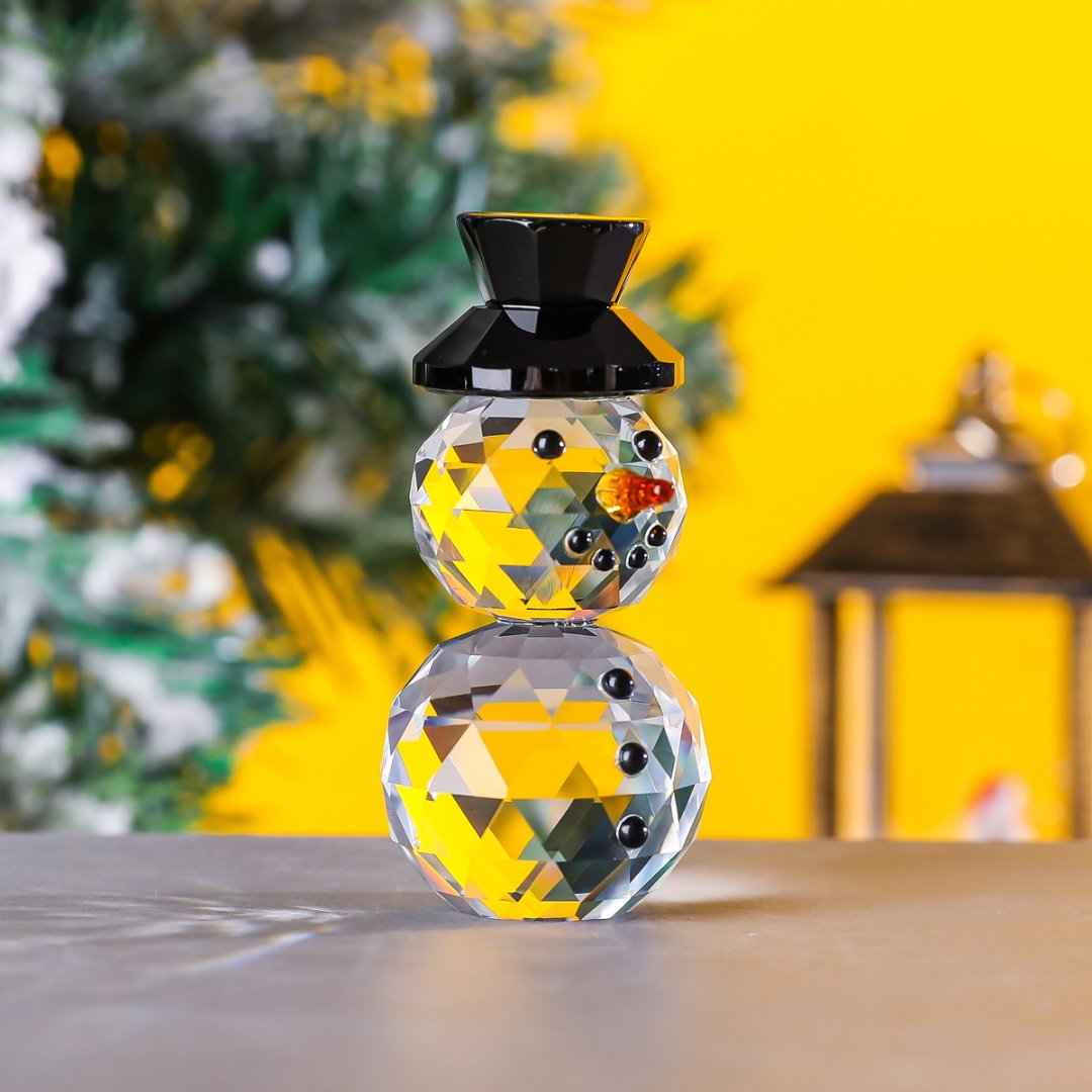 Crystal Black Hat Snowman Figu - Paper Weight Crystal recension och pris