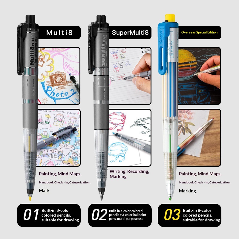 Pentel Multi 8 in 1 Color Mech - Staedtler Pencil Lumocolor recension och pris