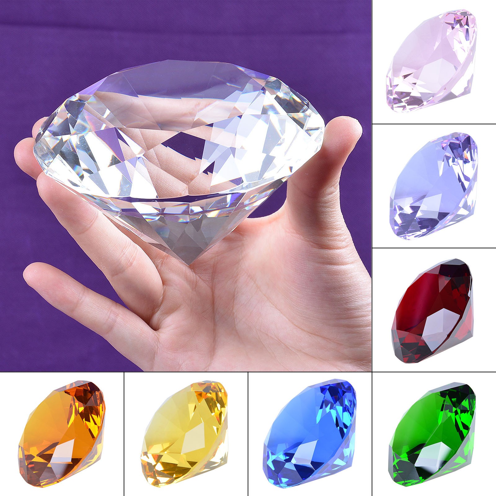 1pcs Crystal Diamond Shaped Pa - Paper Weight Crystal recension och pris